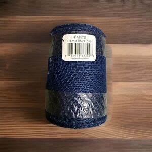 4 Inch Navy Blue Burlap Ribbon | 100 % Jute | 10 yd Roll (30 Feet)